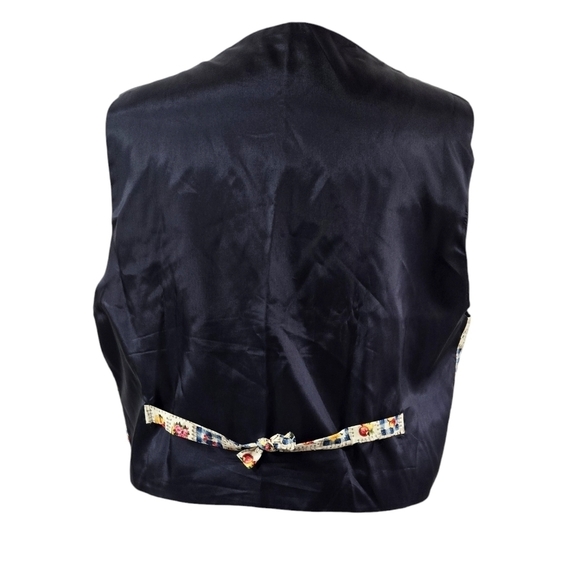 Vintage On Tour Cottagecore Picnic Pointed Hem Button-Up Vest Tie Back Unique - Picture 2 of 8